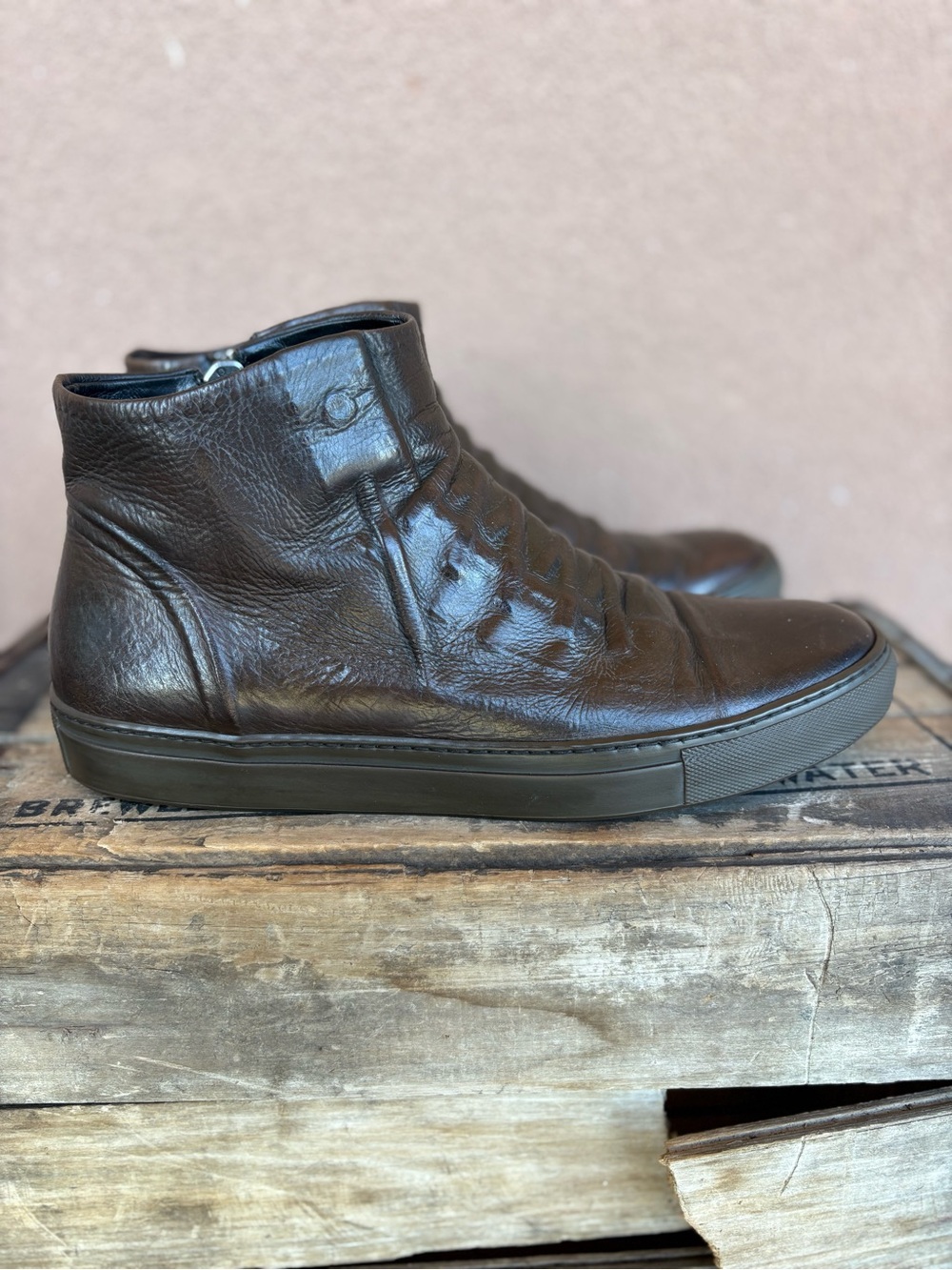 John Varvatos Reed Ghosted Leather High Top Sneaker
